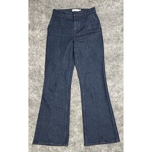 & Other Stories Paris Atelier Pintuck Flare Jeans Womens 6 Blue High Waist BOHO